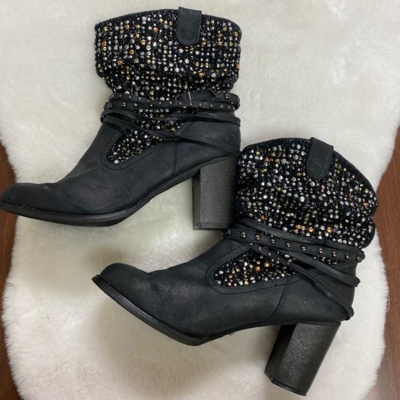 Not Rated Embellished Slouch Ankle Boots, size 10 - Picture 8 of 14